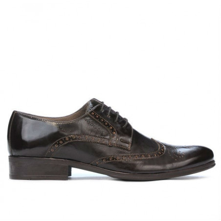 Męskie buty casual 783 lakierowane brązowe