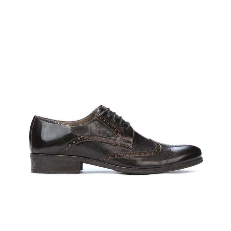 Męskie buty casual 783 lakierowane brązowe