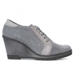 Damskie pantofy casual 625 szare welur kombinowany