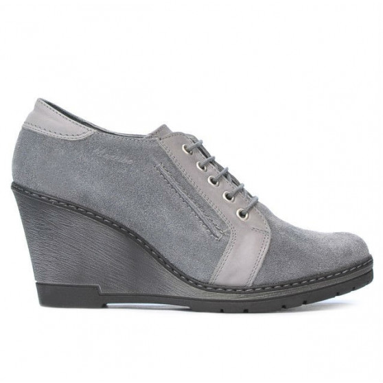 Damskie pantofy casual 625 szare welur kombinowany