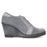 Damskie pantofy casual 625 szare welur kombinowany