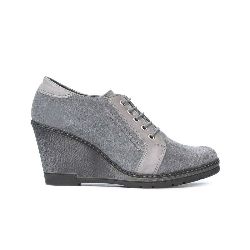 Damskie pantofy casual 625 szare welur kombinowany