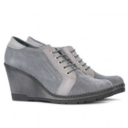Damskie pantofy casual 625 szare welur kombinowany