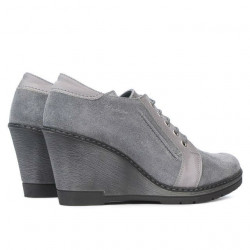 Damskie pantofy casual 625 szare welur kombinowany