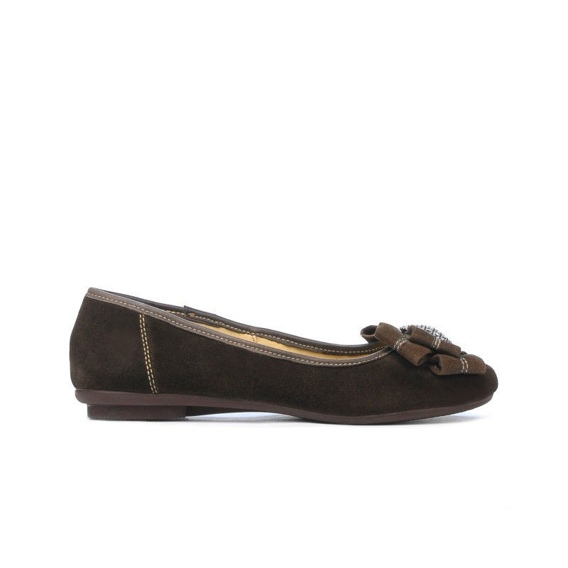 Baleriny damskie 181 kawa welur