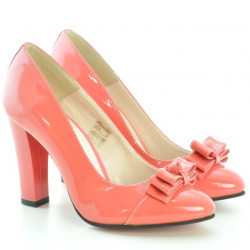 Eleganckie buty damskie 1226 lakierowane czerwony koralowy