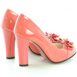 Eleganckie buty damskie 1226 lakierowane czerwony koralowy