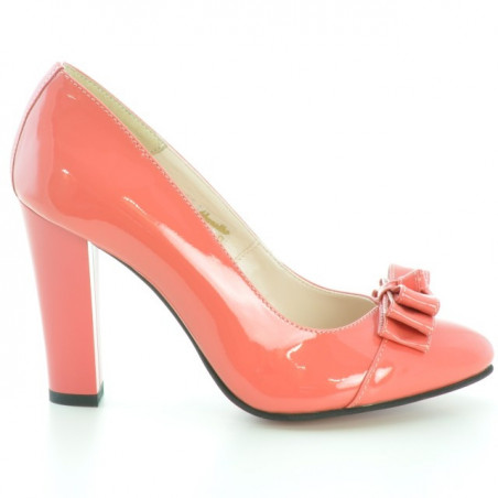Eleganckie buty damskie 1226 lakierowane czerwony koralowy