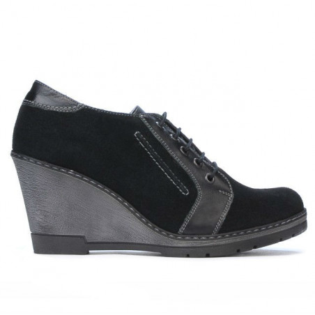 Damskie buty casual 625 czarne zamszowe kombinowane