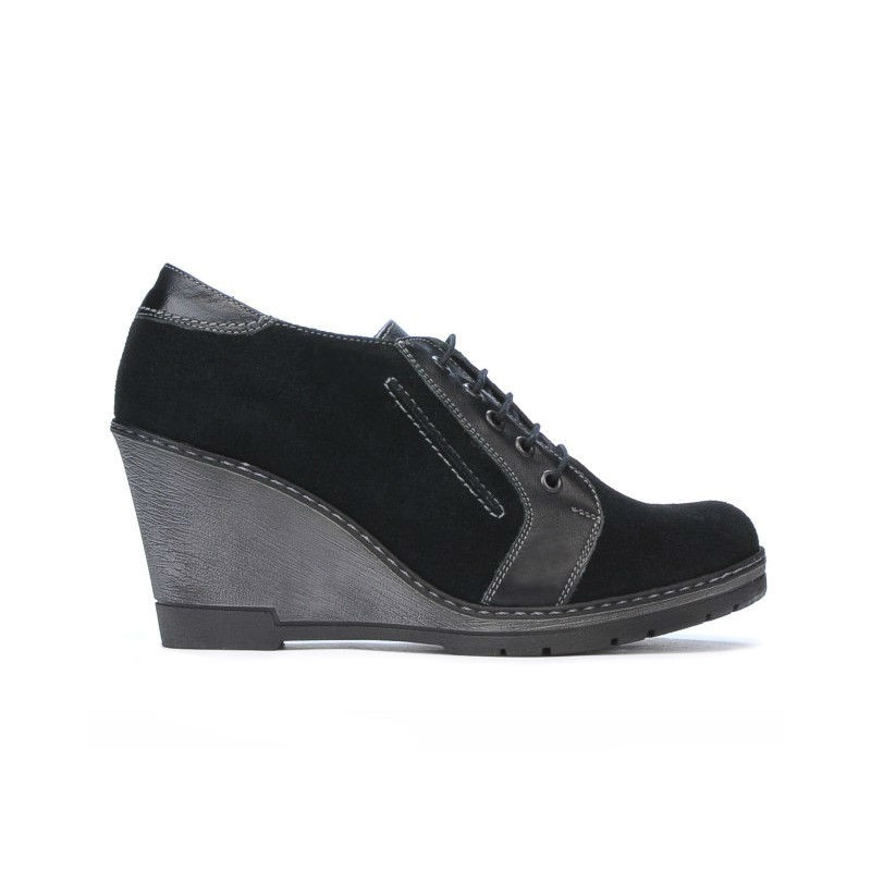 Damskie buty casual 625 czarne zamszowe kombinowane