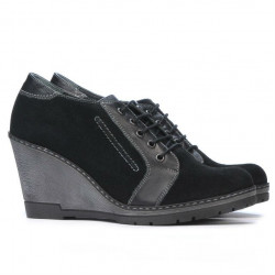 Damskie buty casual 625 czarne zamszowe kombinowane