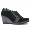 Damskie buty casual 625 czarne zamszowe kombinowane