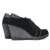 Damskie buty casual 625 czarne zamszowe kombinowane