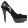 Eleganckie damskie buty 1201 czarne antilopa+lakierowane czarne