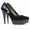 Eleganckie damskie buty 1201 czarne antilopa+lakierowane czarne