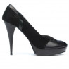 Eleganckie buty damskie 1092 czarne antylopowe kombinowane