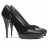 Eleganckie buty damskie 1092 czarne antylopowe kombinowane