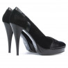 Eleganckie buty damskie 1092 czarne antylopowe kombinowane