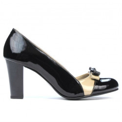 Eleganckie buty damskie 1227 lakierowane czarne+beżowe