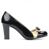Eleganckie buty damskie 1227 lakierowane czarne+beżowe