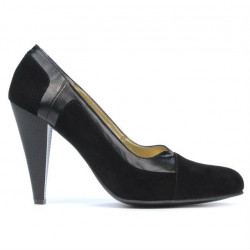 Eleganckie buty damskie 1090 czarny antylopowy kombinowany