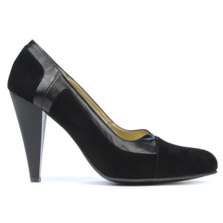 Eleganckie buty damskie 1090 czarny antylopowy kombinowany