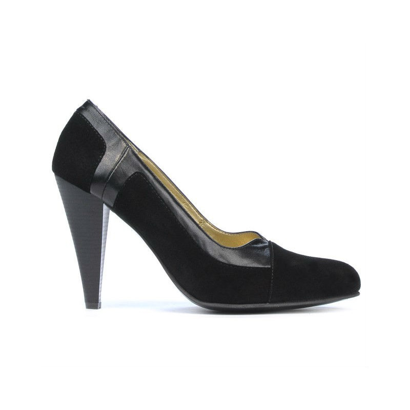 Eleganckie buty damskie 1090 czarny antylopowy kombinowany