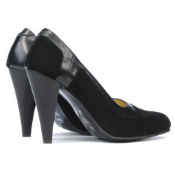 Eleganckie buty damskie 1090 czarny antylopowy kombinowany