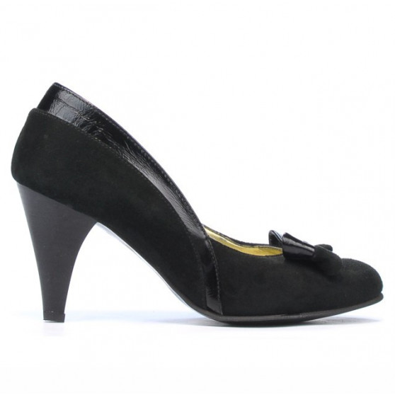 Eleganckie buty damskie 1065 czarne zamsz + czarny lakier