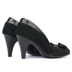 Eleganckie buty damskie 1065 czarne zamsz + czarny lakier