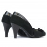 Eleganckie buty damskie 1065 czarne zamsz + czarny lakier