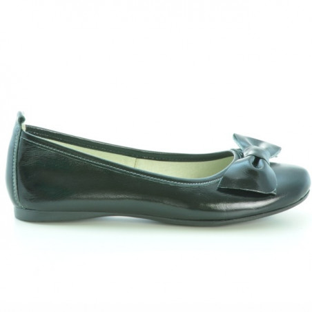 Damskie baleriny 638 lakierowane czarne