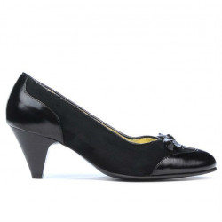 Eleganckie buty damskie 1064 czarny lakier + czarny zamsz
