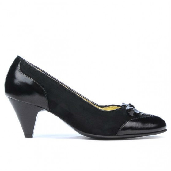 Eleganckie buty damskie 1064 czarny lakier + czarny zamsz