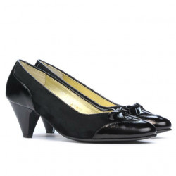 Eleganckie buty damskie 1064 czarny lakier + czarny zamsz