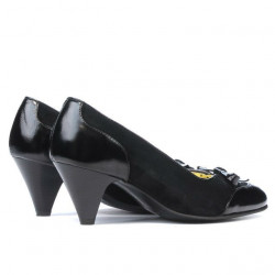 Eleganckie buty damskie 1064 czarny lakier + czarny zamsz
