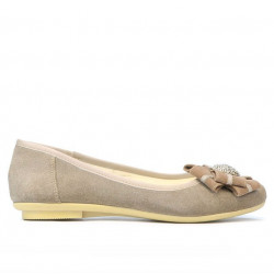 Baleriny damskie 181 piasek welur