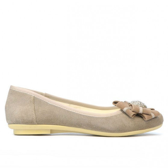 Baleriny damskie 181 piasek welur