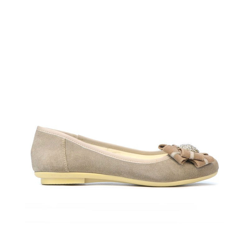 Baleriny damskie 181 piasek welur