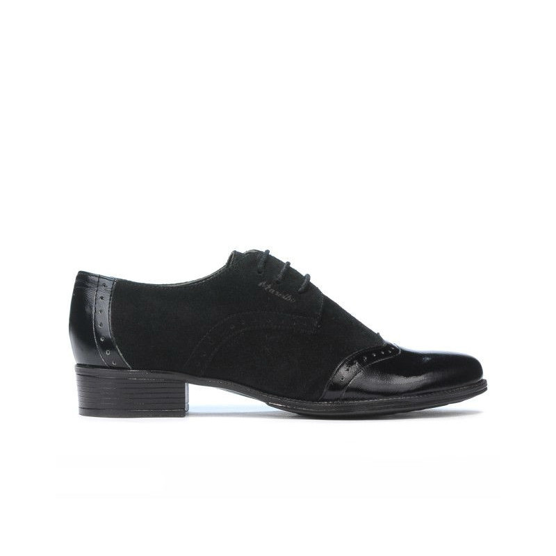Damskie buty casual 691 czarny lakierowany kombinowany