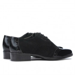 Damskie buty casual 691 czarny lakierowany kombinowany