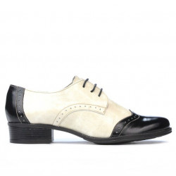 Buty casual damskie 691 lakier czarny+beżowy