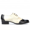 Buty casual damskie 691 lakier czarny+beżowy