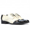 Buty casual damskie 691 lakier czarny+beżowy