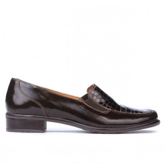 Damskie buty casual 649 croco lakier kawa