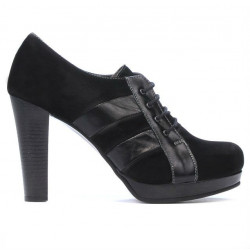 Eleganckie damskie buty 1211 czarne zamszowe kombinowane