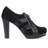 Eleganckie damskie buty 1211 czarne zamszowe kombinowane