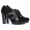 Eleganckie damskie buty 1211 czarne zamszowe kombinowane