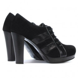 Eleganckie damskie buty 1211 czarne zamszowe kombinowane