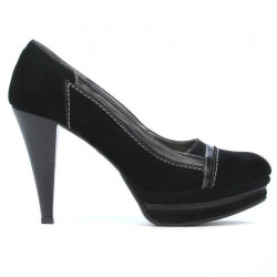 Eleganckie buty damskie 1094 czarne antylopa połączenie